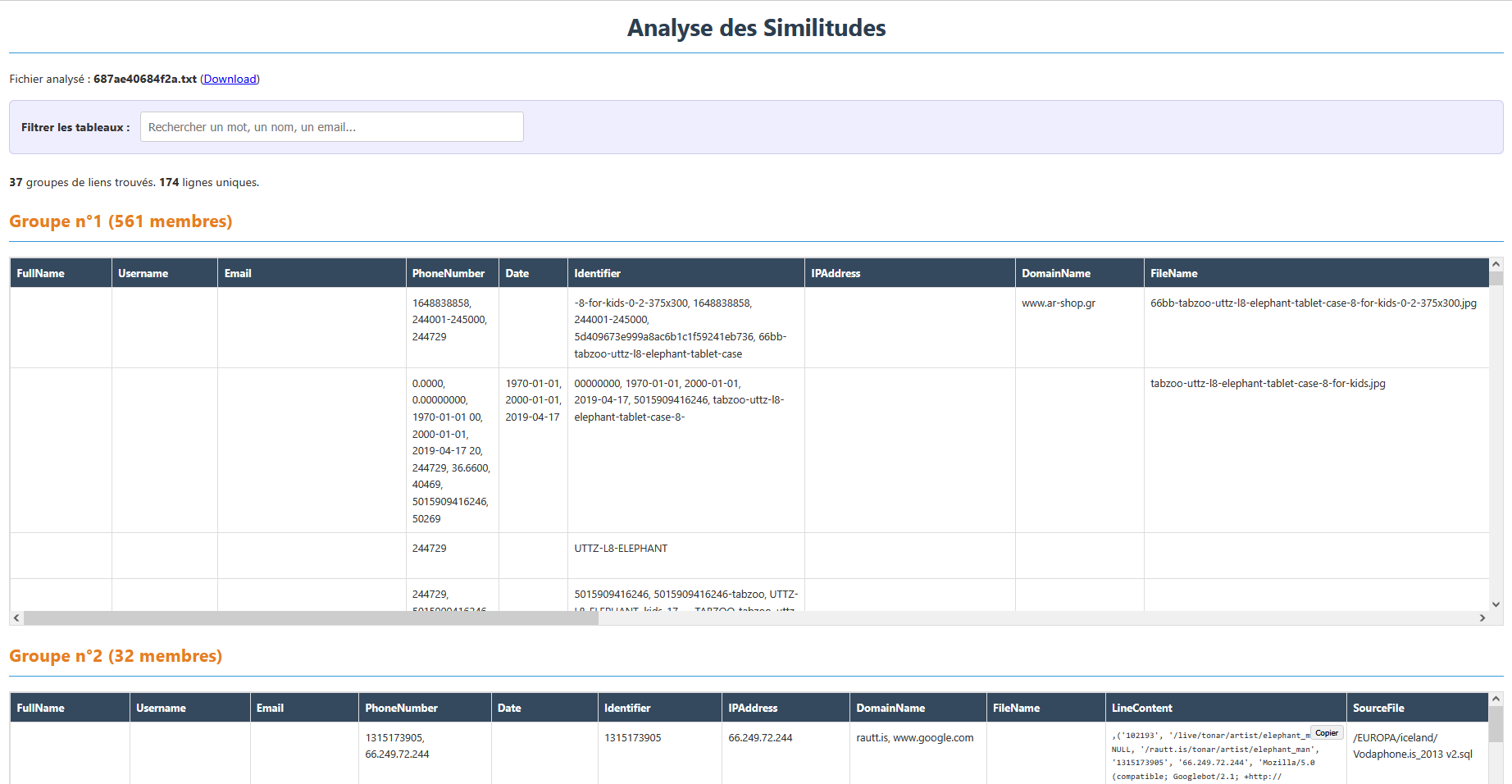 Screenshot of the Scrutix interface 3